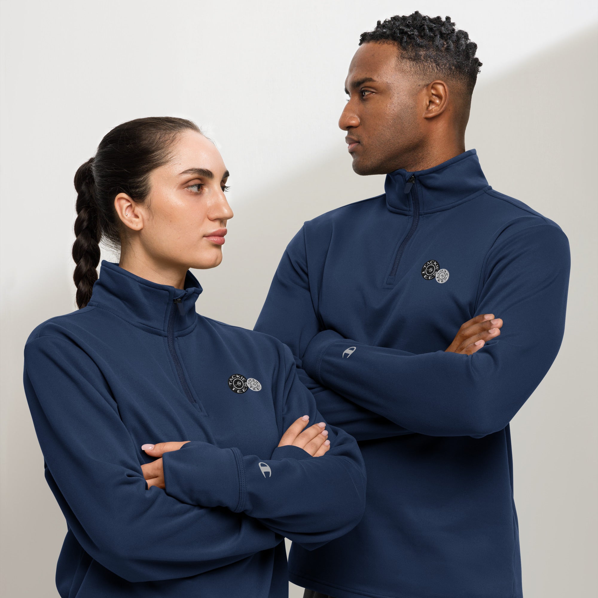 Champion x Signature embroidered quarter zip pullover