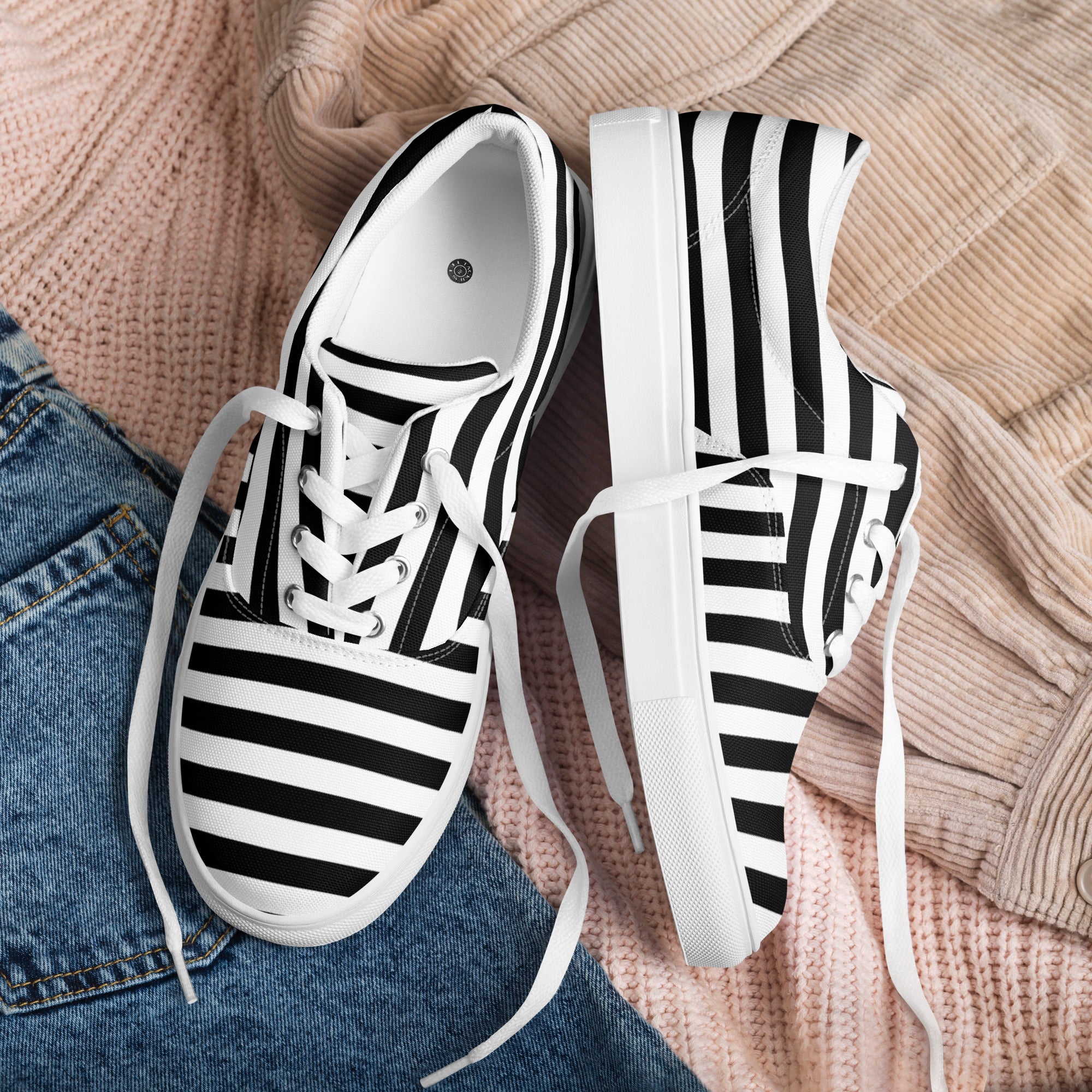 Women's Striped Canvas Shoes Casual Lace Outdoor Sneakers - Temu
