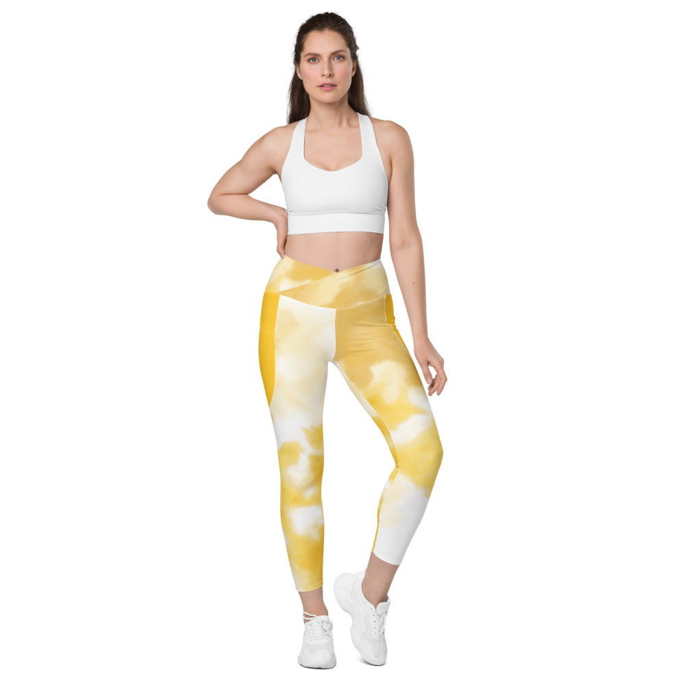 Lemon crossover leggings with pockets
