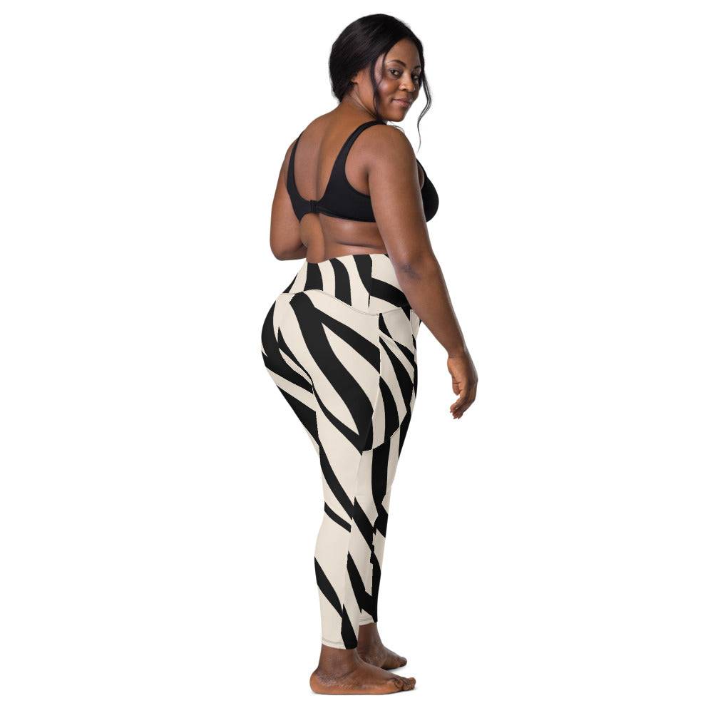 Zebra crossover leggings with pockets