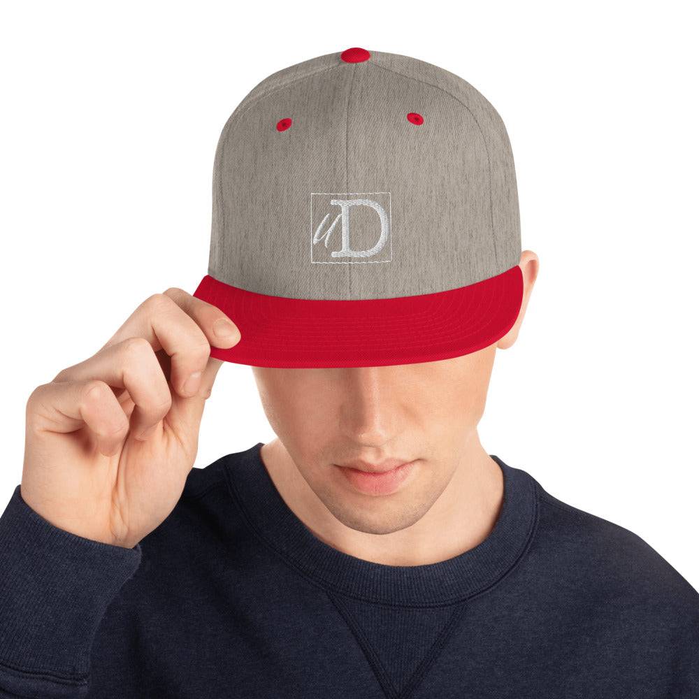 uD white snapback hat (unconditionally Detroit)